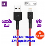Cáp lightning ZMI AL803 (Dài 1m- dây bọc sợi) - Đỏ