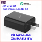 Adapter Sạc 18W ZMI HA612 Hỗ Trợ Sạc Nhanh QC 3.0
